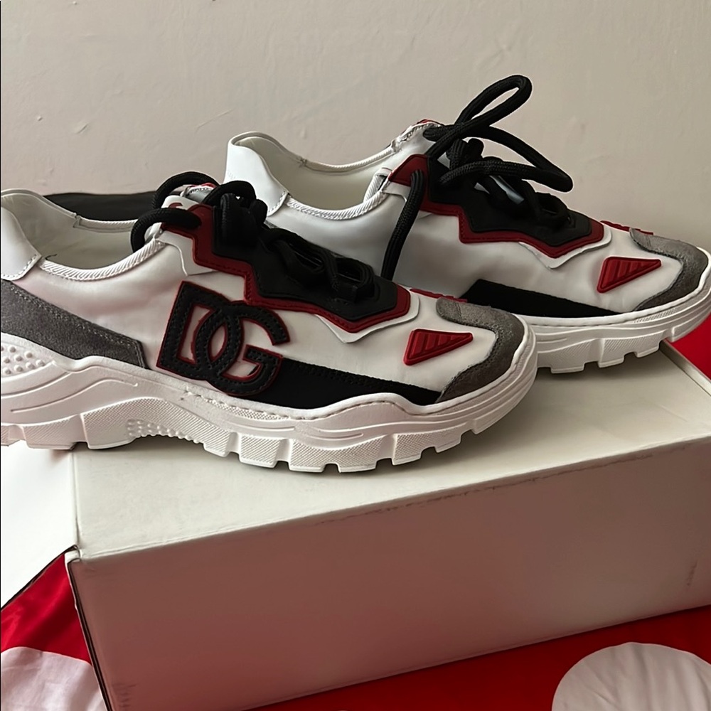 Dolce & Gabbana Kids White and Black Sneakers